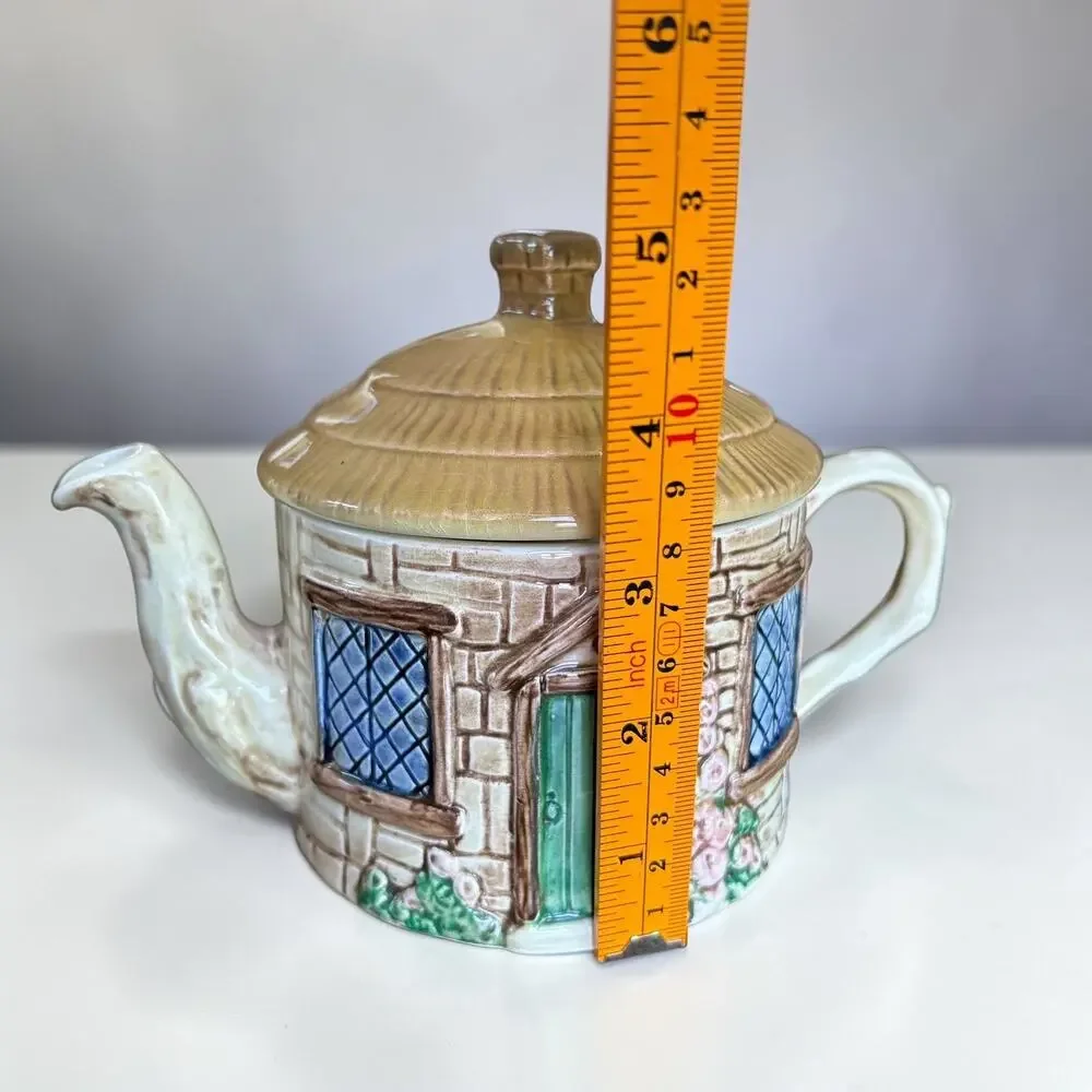 Sylvac Cottage Teapot Staffordshire England Novelty Cottageware Vintage w/ Lid